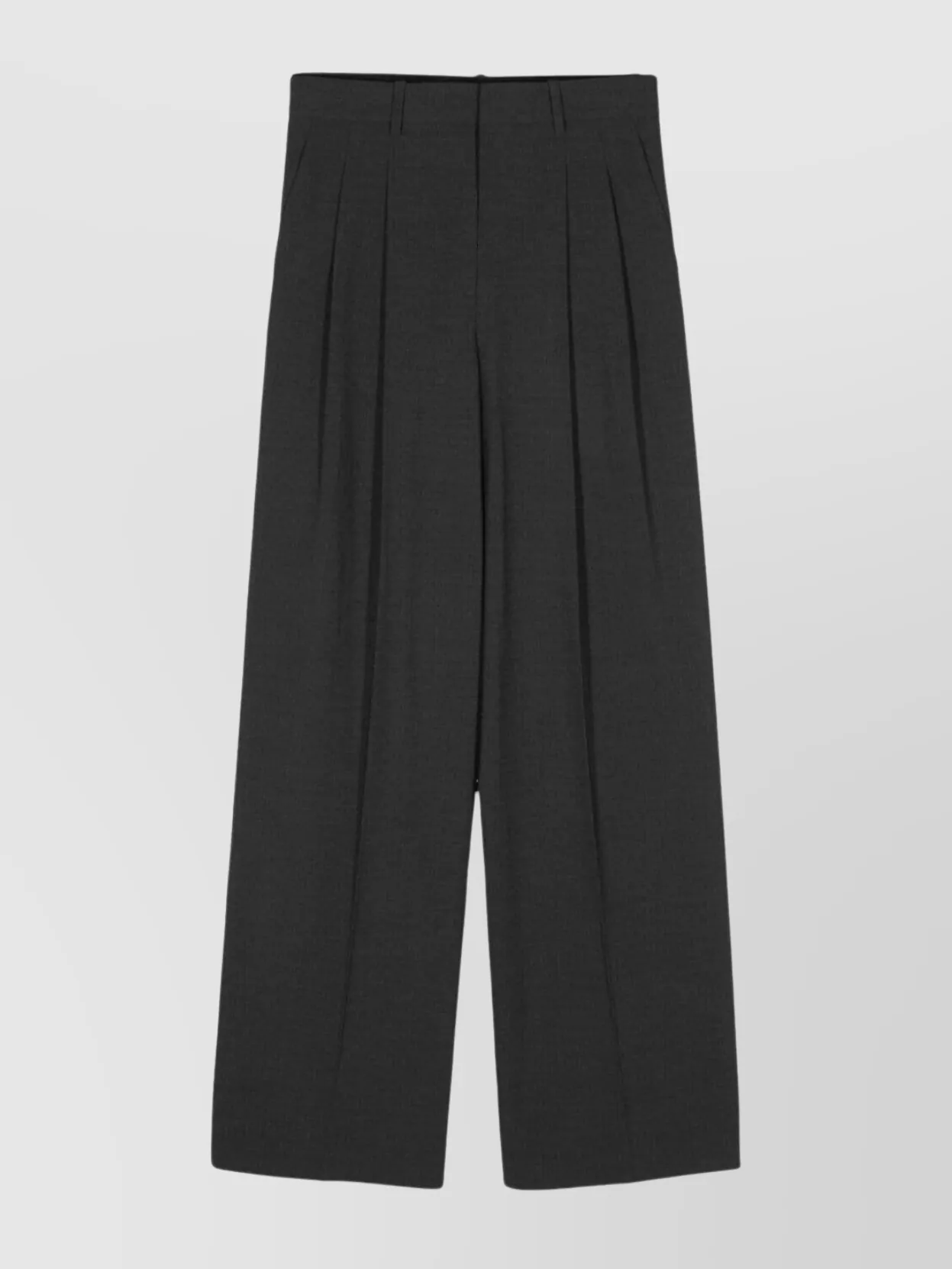 Theory Pleated Belt Loop Buttoned Back Trousers In Blue