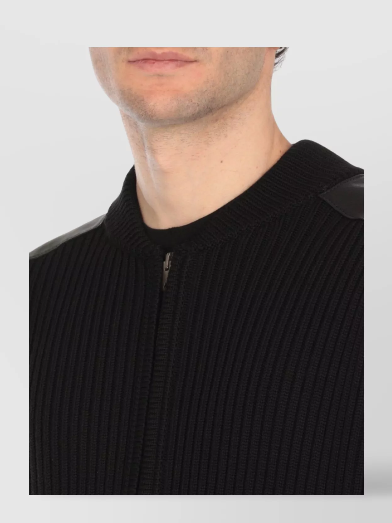 Golden Goose Wool Cardigan With Leather Shoulder Panels