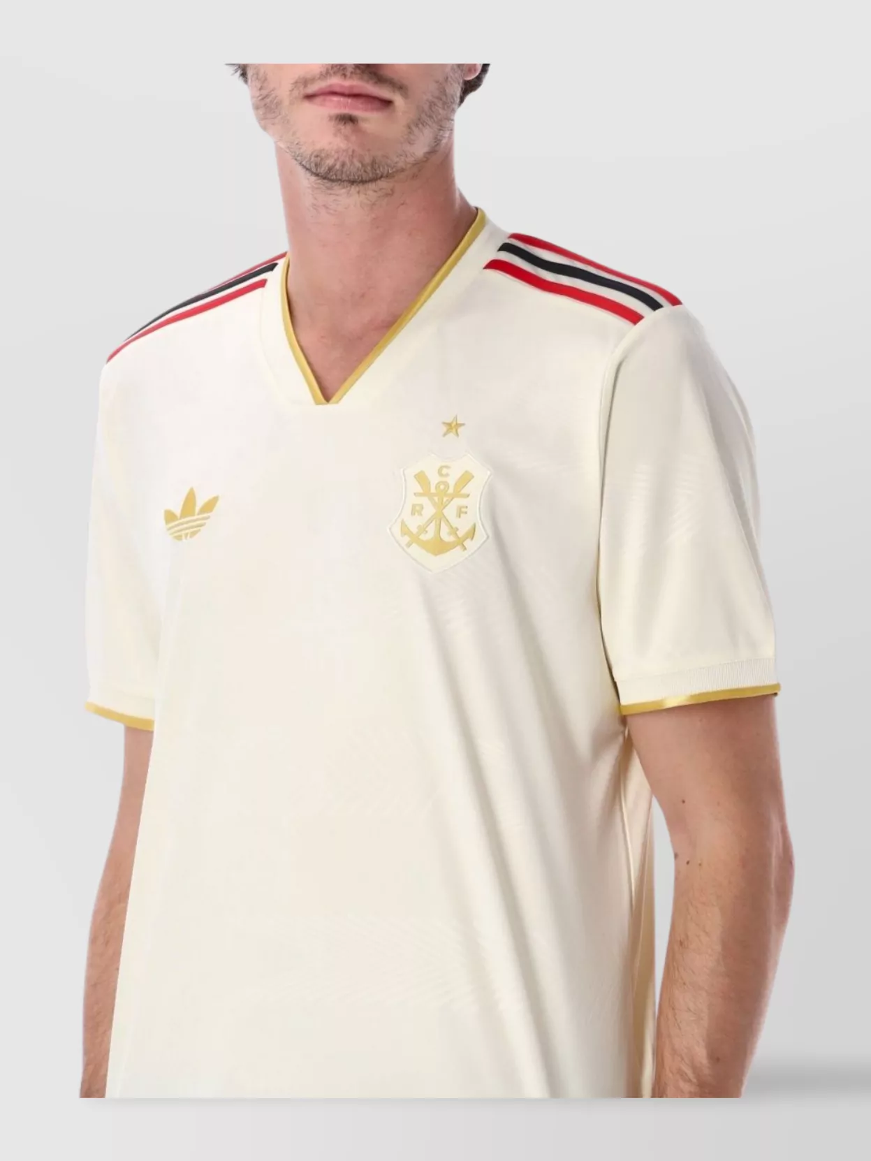 Adidas Originals Contrast Striped Short Sleeve V-Neck T-Shirt