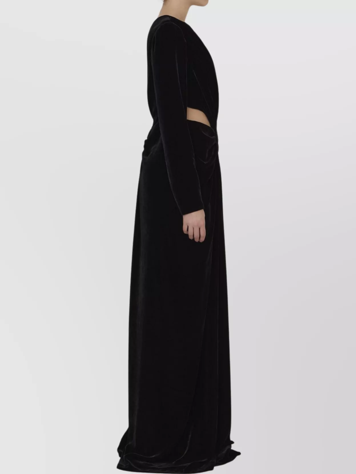 Costarellos Draped Silk Velvet One-Shoulder Dress