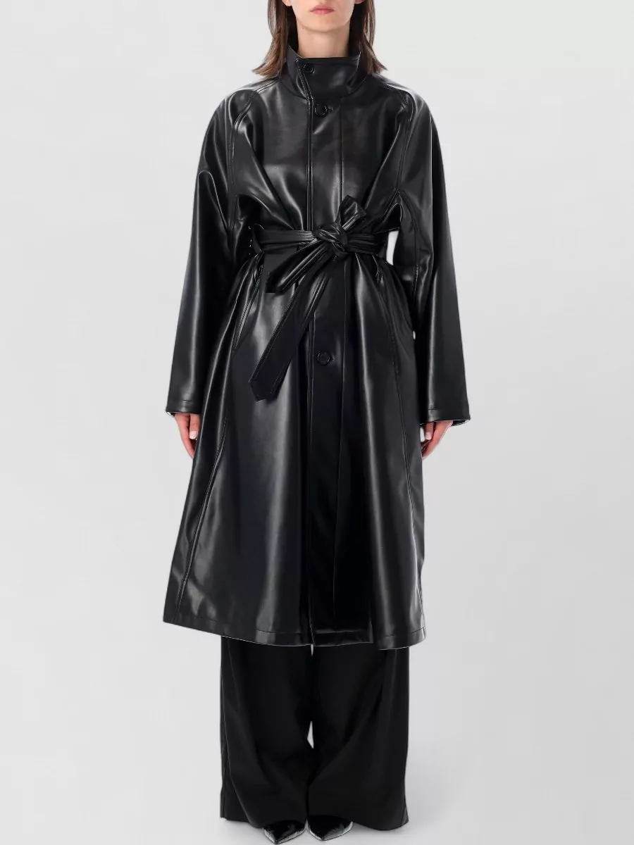 The Frankie Shop faux leather oversized belted trench coat