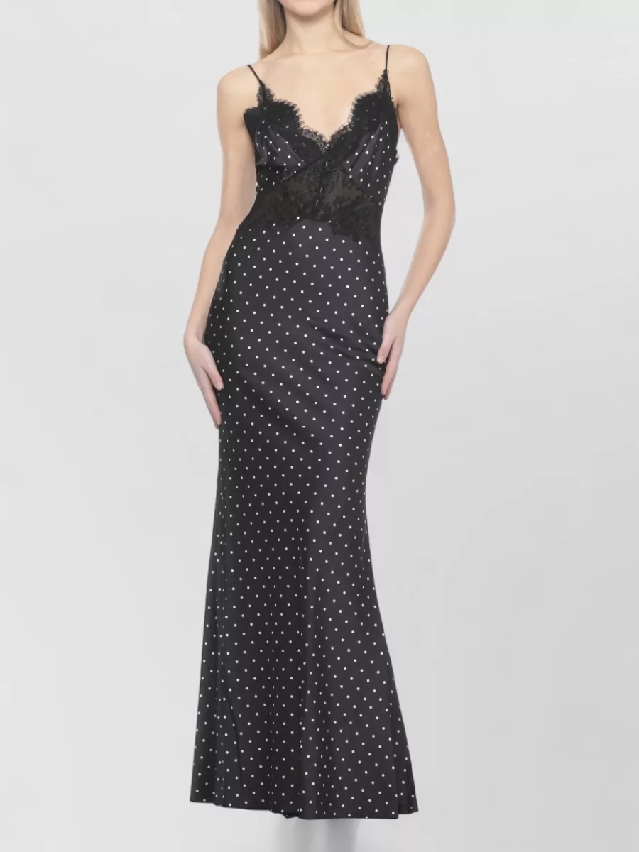 Self-Portrait Polka-Dot Satin Lace Maxi Dress