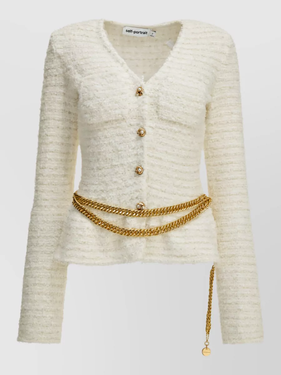 Self-Portrait textured-knit cardigan