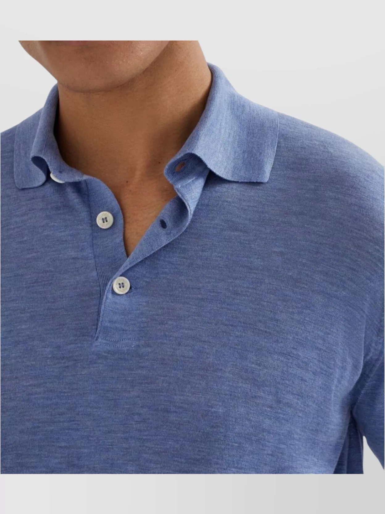 Brunello Cucinelli Long Sleeve Polo Sweater With Ribbed Cuffs And Hem