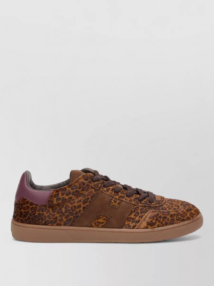 Hogan Leather Animal-Print Lace-Up Sneakers