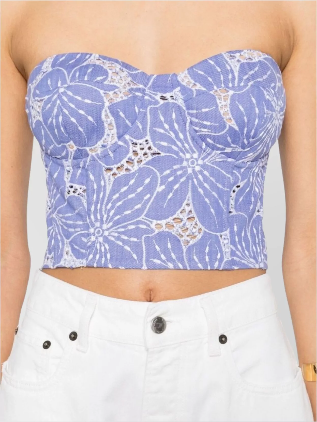 Genny Strapless Floral Lace Top