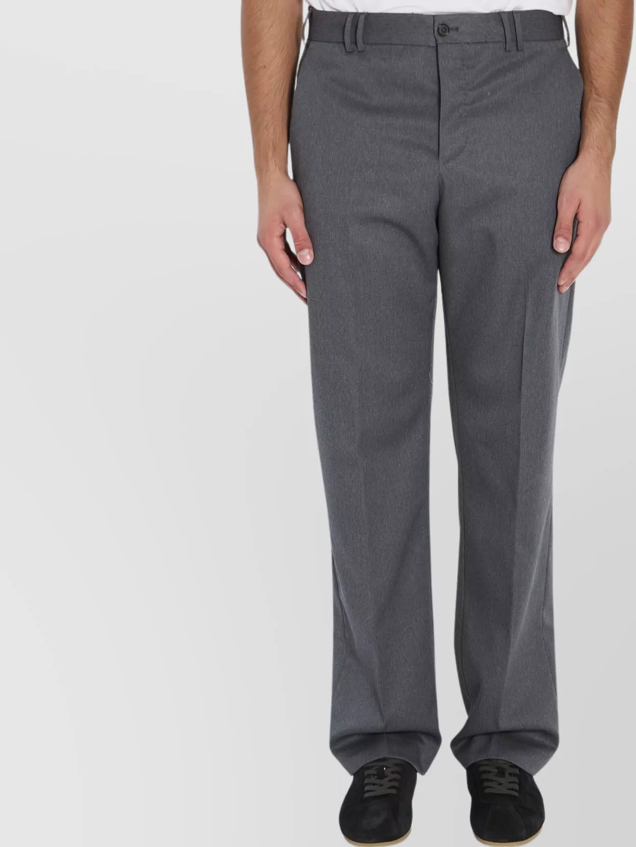 Pt Torino Wool Trousers Mid-rise Waist In Gray