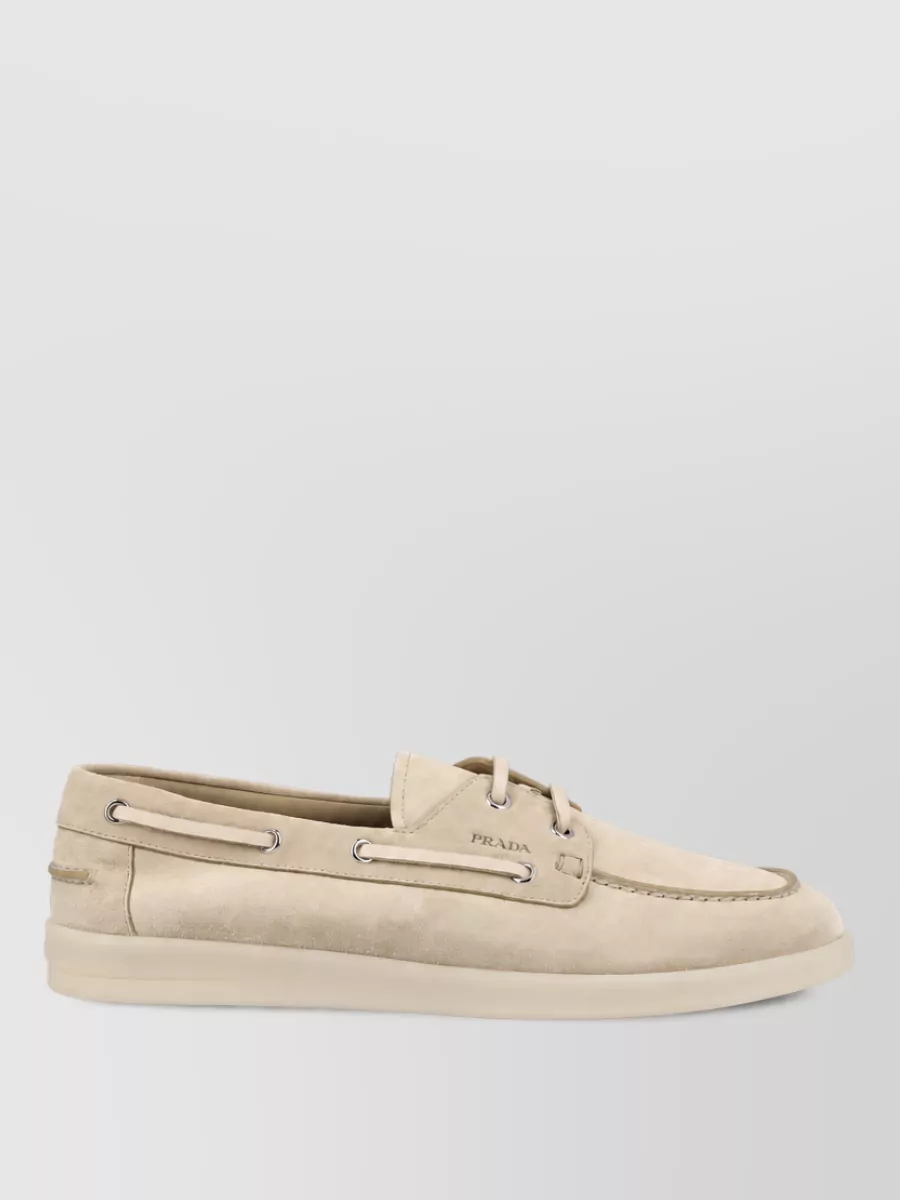 Prada Suede Leather Boat Shoes