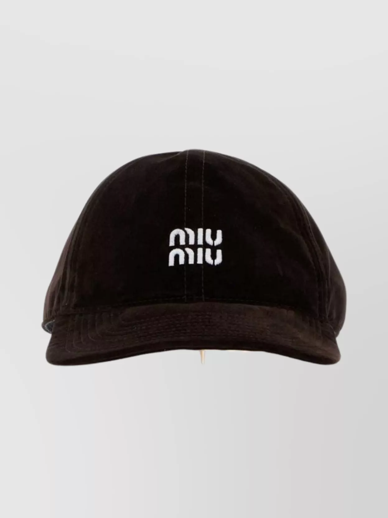 Miu Miu Soft Velvet Baseball Cap With Curved Brim In Brown
