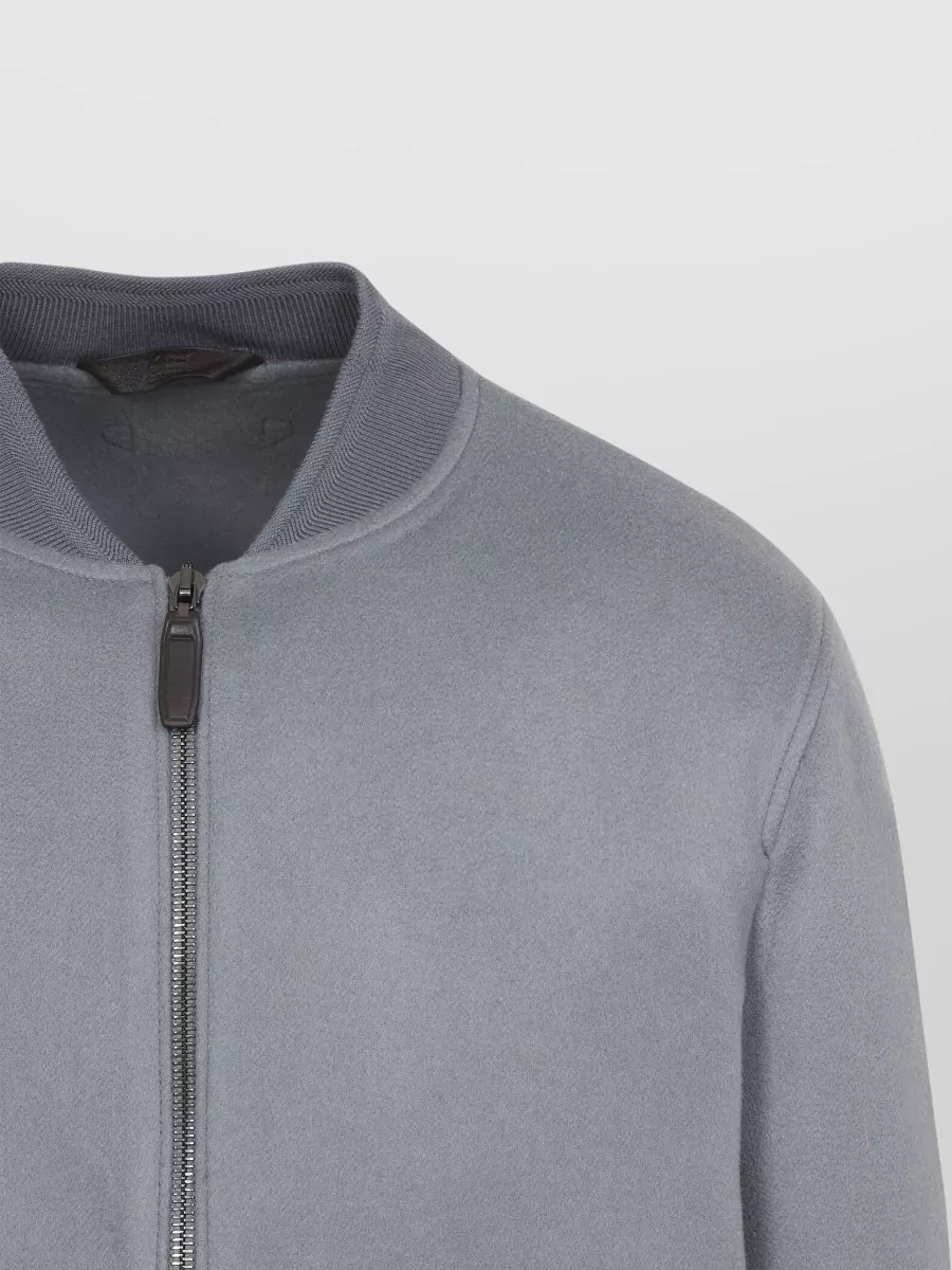 Brioni Cashmere Wool Ribbed Bomber Jacket