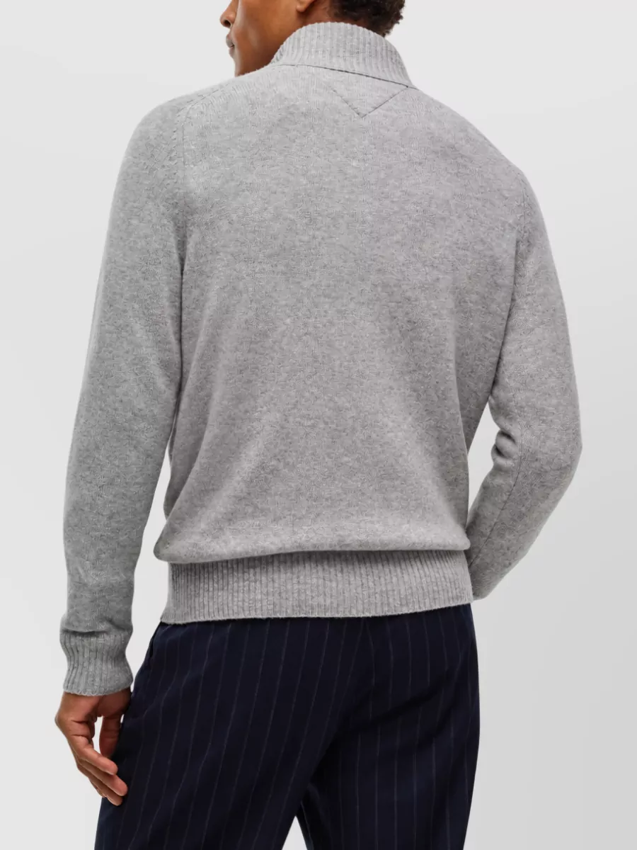 Tommy Hilfiger Lambswool Ribbed Quarter-Zip Mock-Neck Jumper