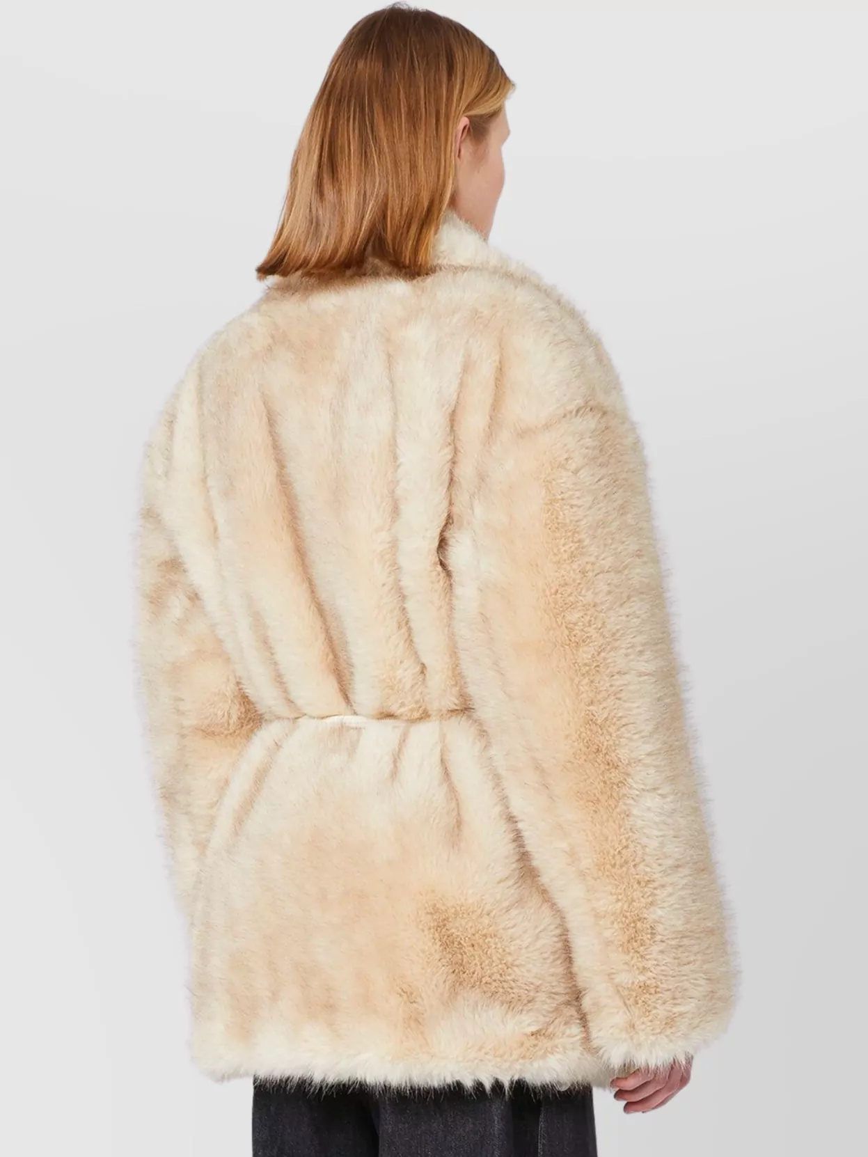 Sportmax Belted Faux Fur Long Sleeve Jacket