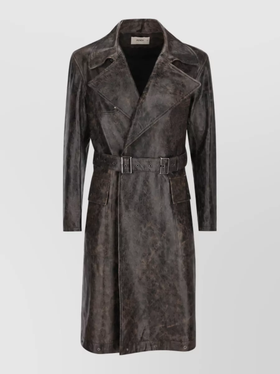 Fendi leather belted trench coat