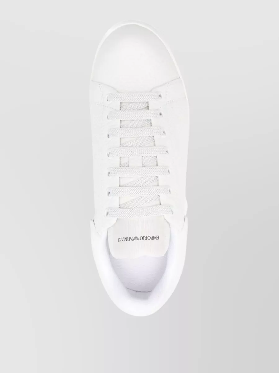 Emporio Armani Leather Sneakers Round Toe Flat Sole