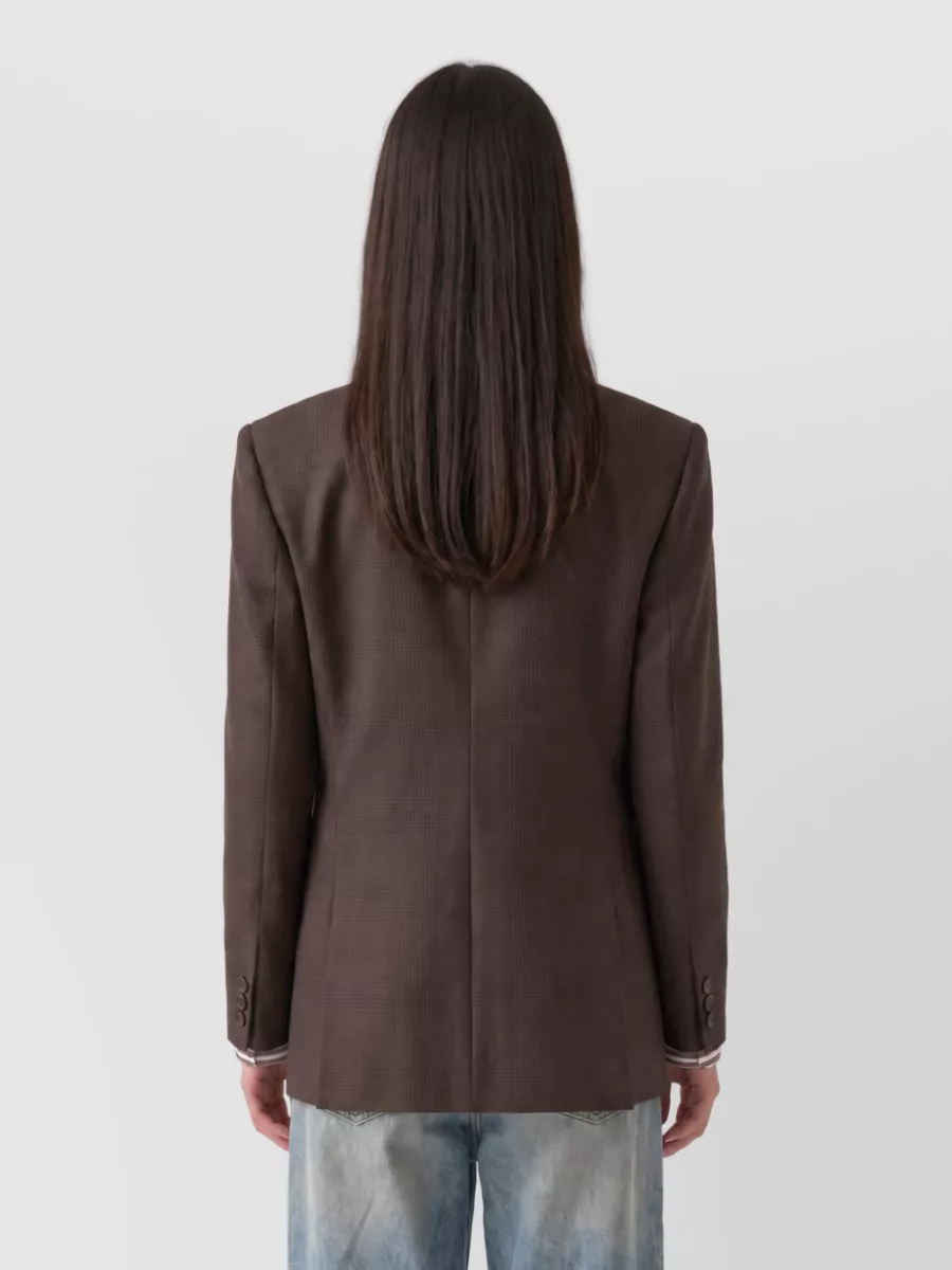 The Frankie Shop Wool Checked Double-Breasted Blazer