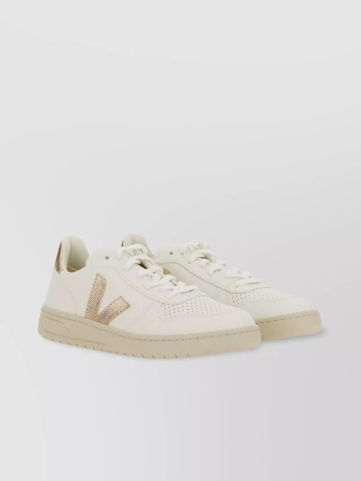 Veja V-10 Sneakers With Metallic Accents And Perforated Detailing