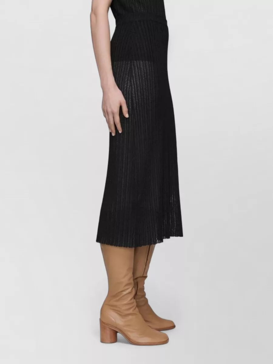 Maison Margiela Knit Midi Skirt Sheer Ribbed Slit