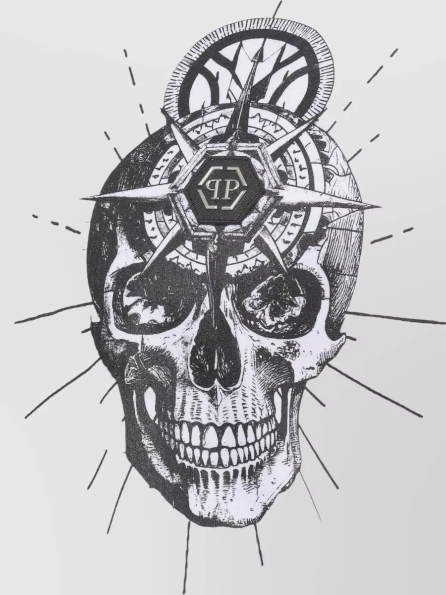 Philipp Plein Cotton Skull Tattoo Print Short-Sleeve T-Shirt