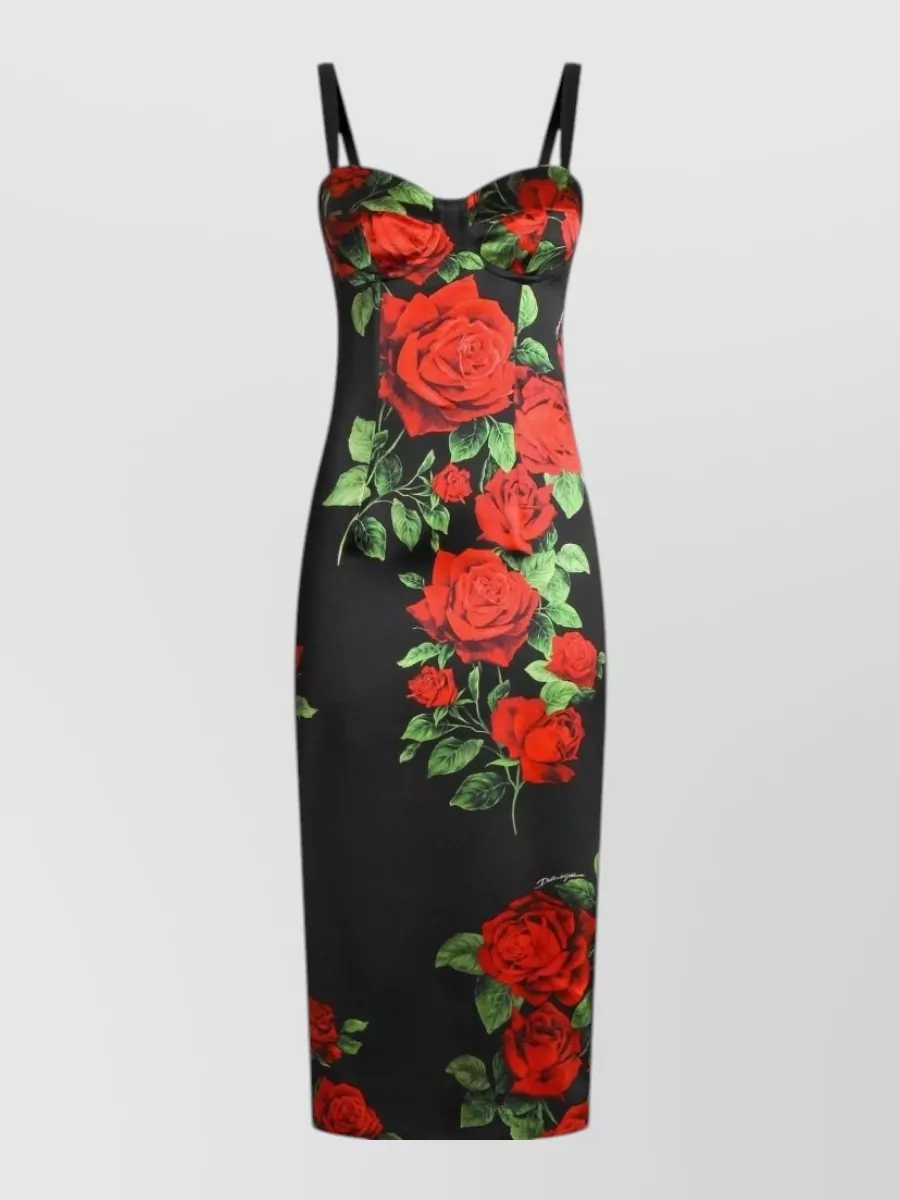 Dolce&Gabbana silk rose print midi dress