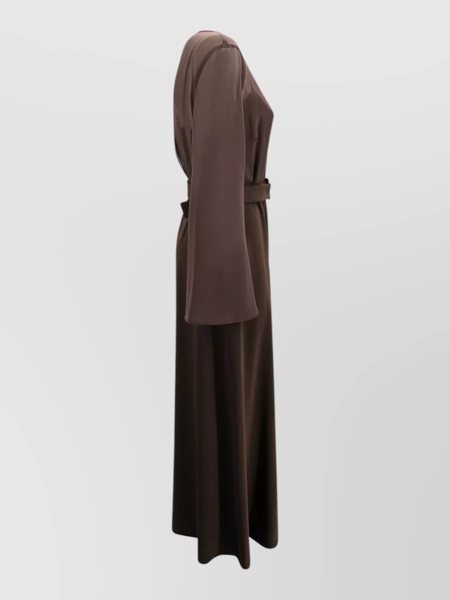 Parosh Belted Long-Sleeve Midi Dress