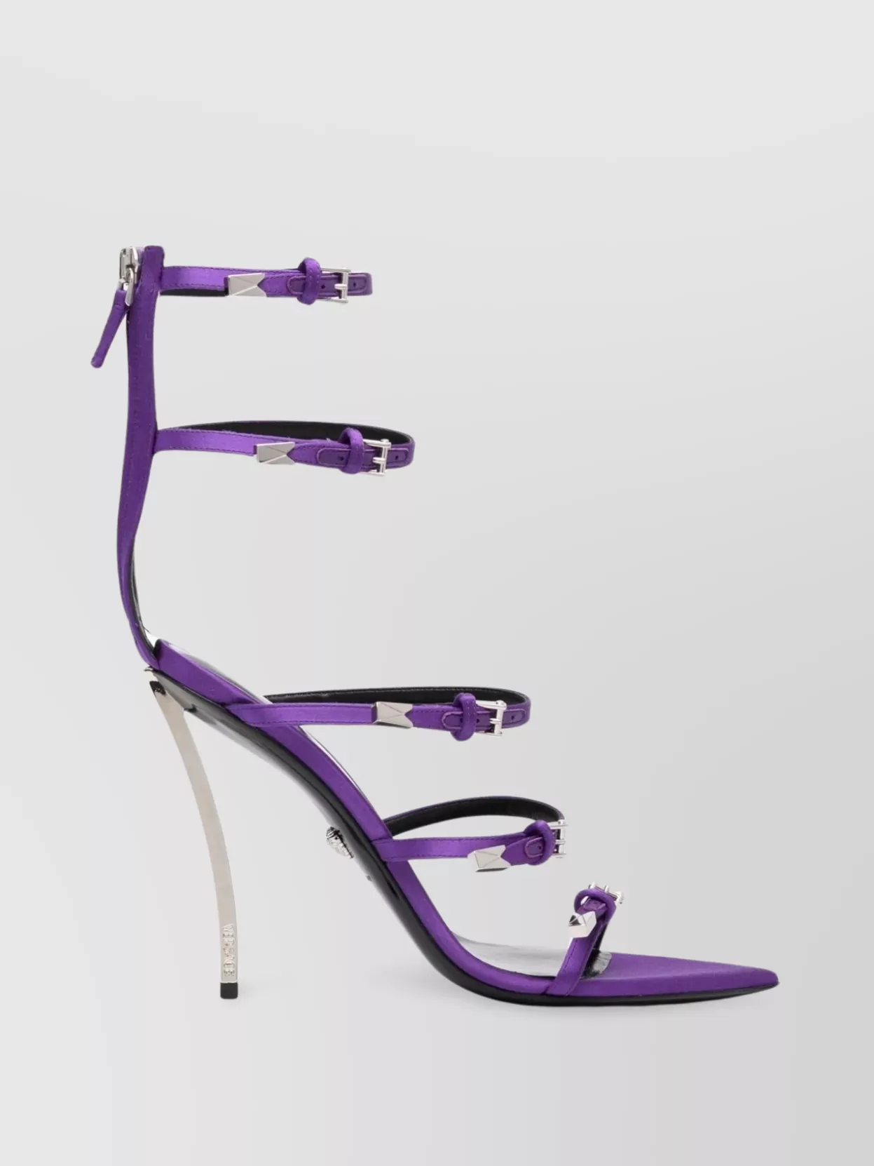 Shop Versace 130mm Heel Pointed Sandals In Purple