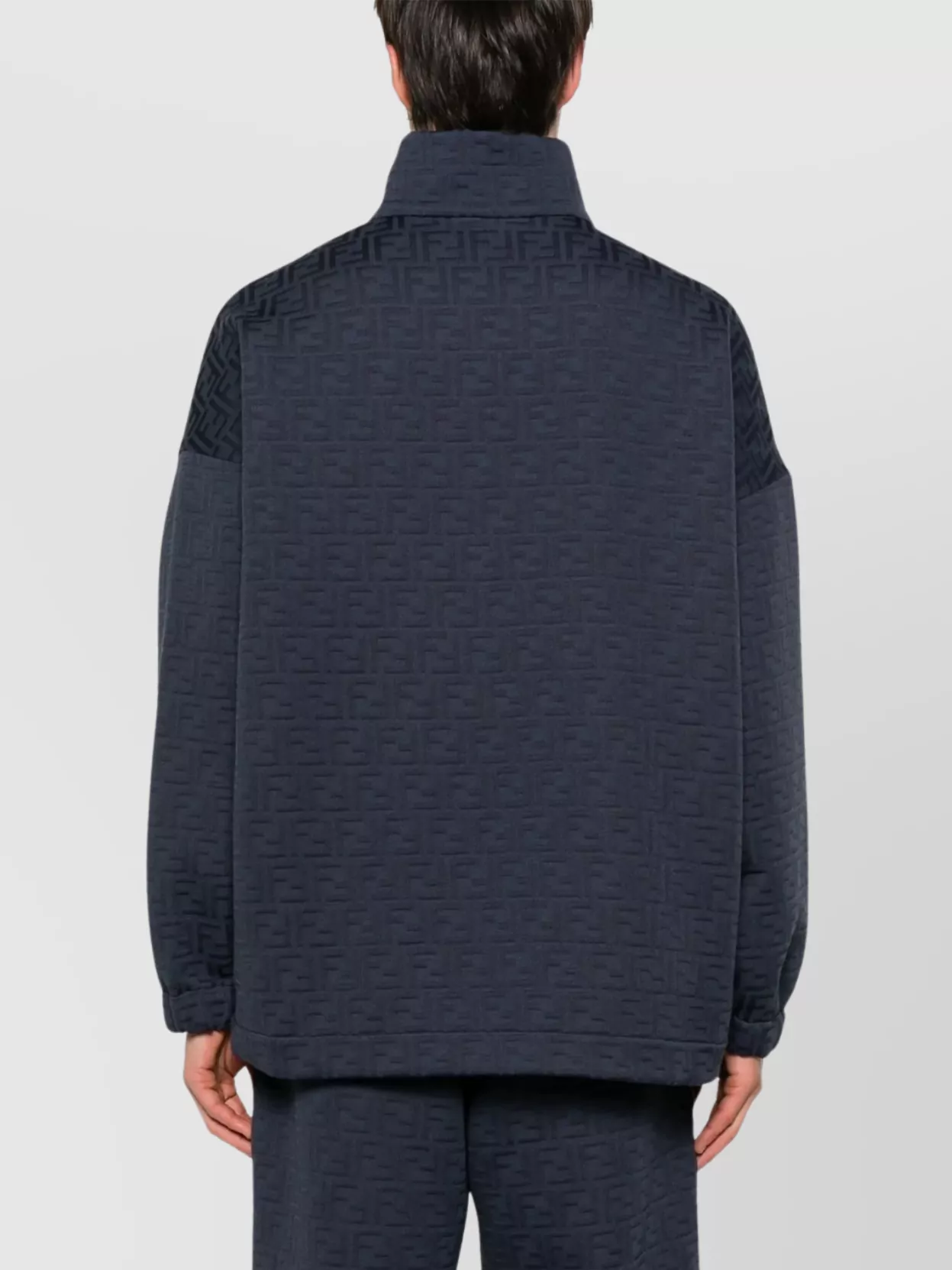 Fendi Textured High Collar Sweater With Elastic Cuffs