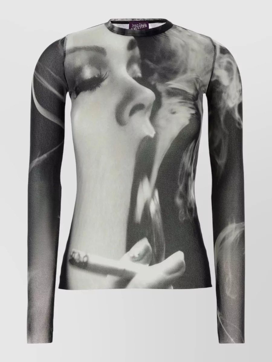 Jean Paul Gaultier printed tulle top