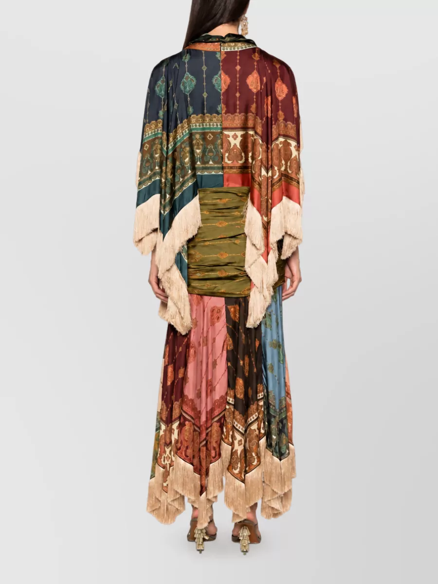 Zimmermann Silk Printed V-Neck Asymmetric Beach Cover-Up