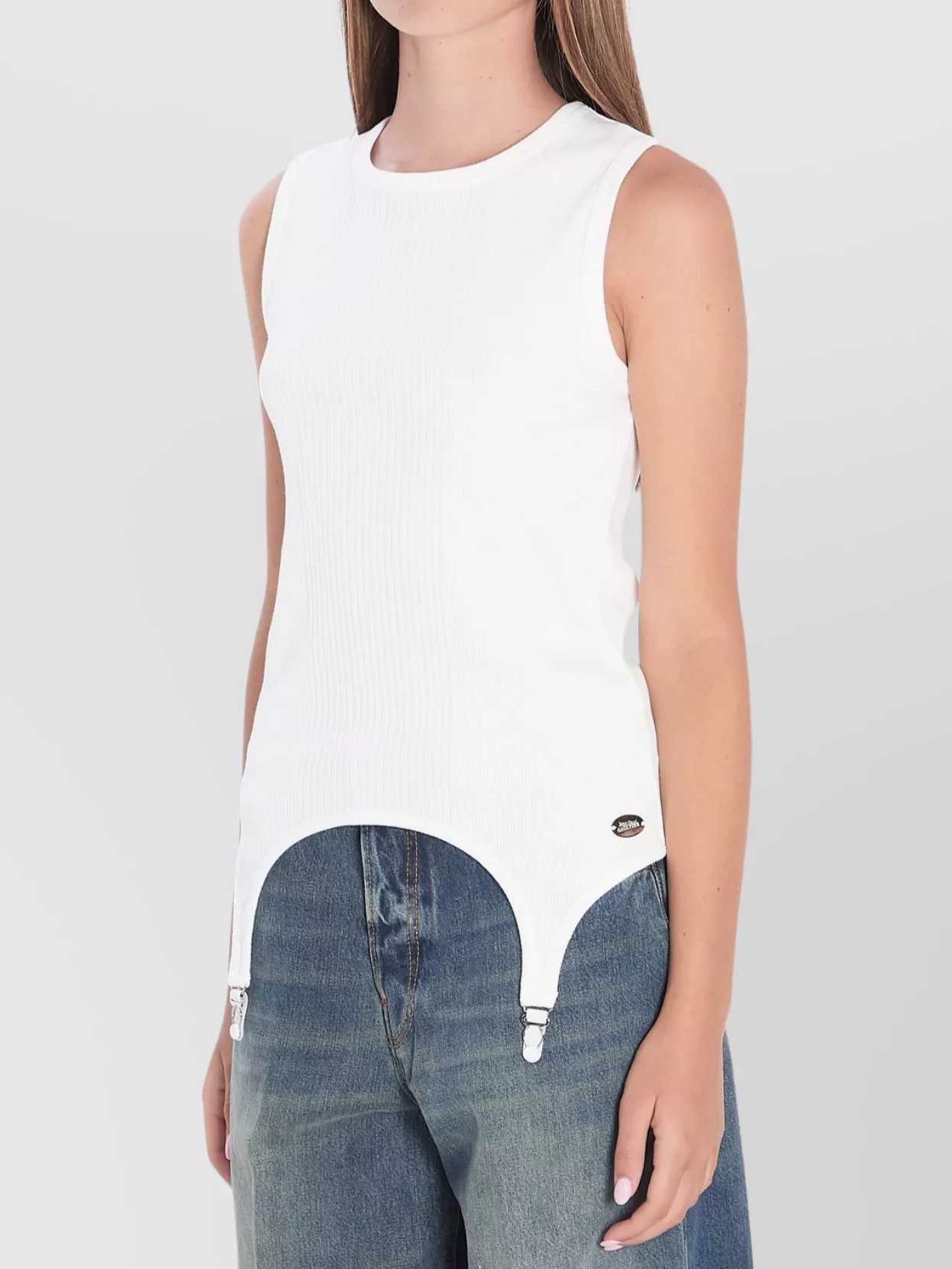 Jean Paul Gaultier Women Tank Top With Lingerie Garter In Neutral