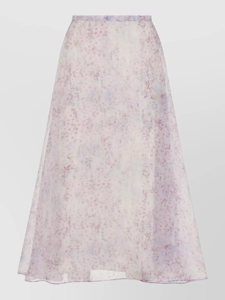 Alberta Ferretti Organza Midi Skirt Floral Pattern