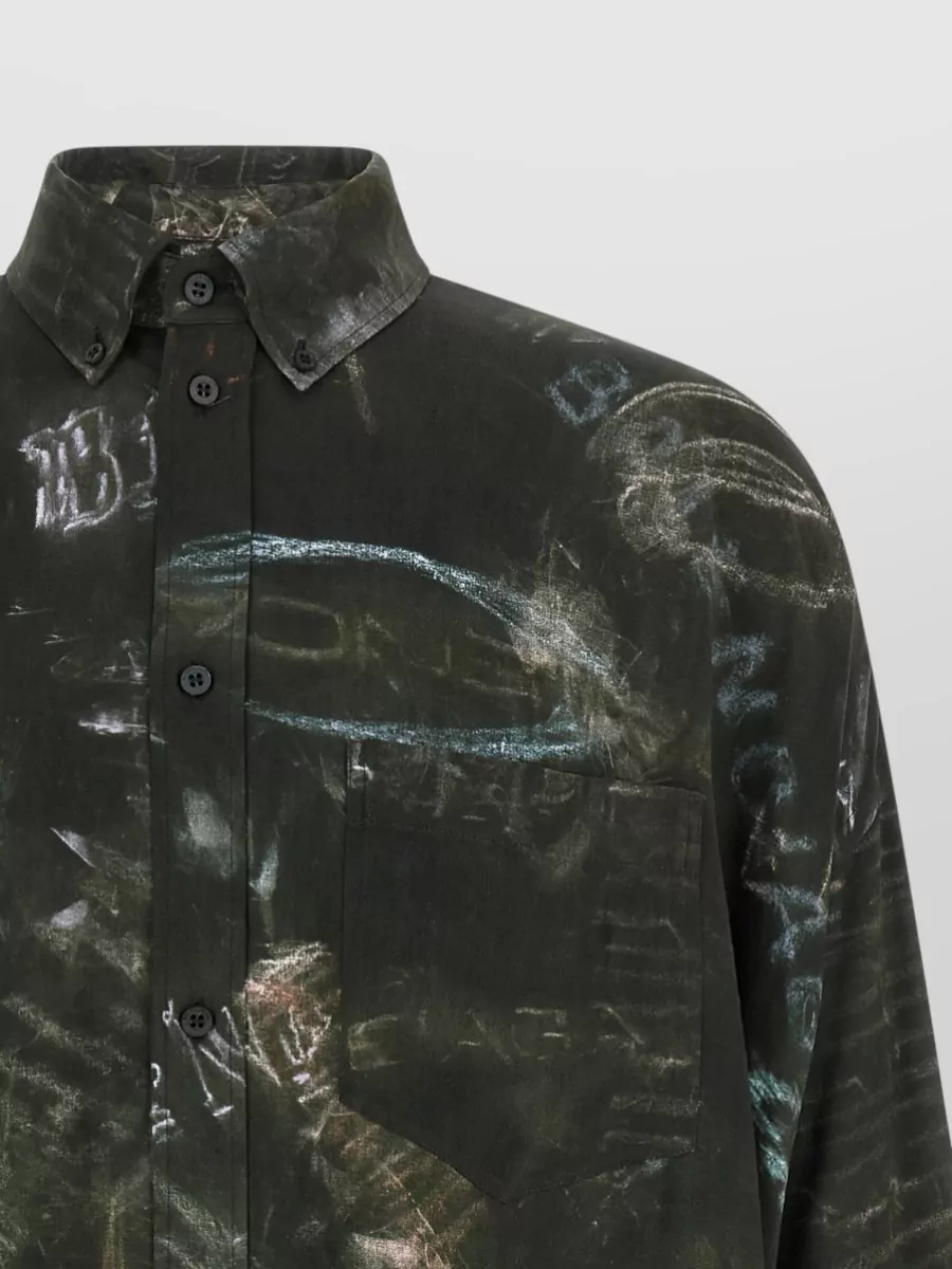 Balenciaga Cocoon Shirt Longline Hem Allover Print