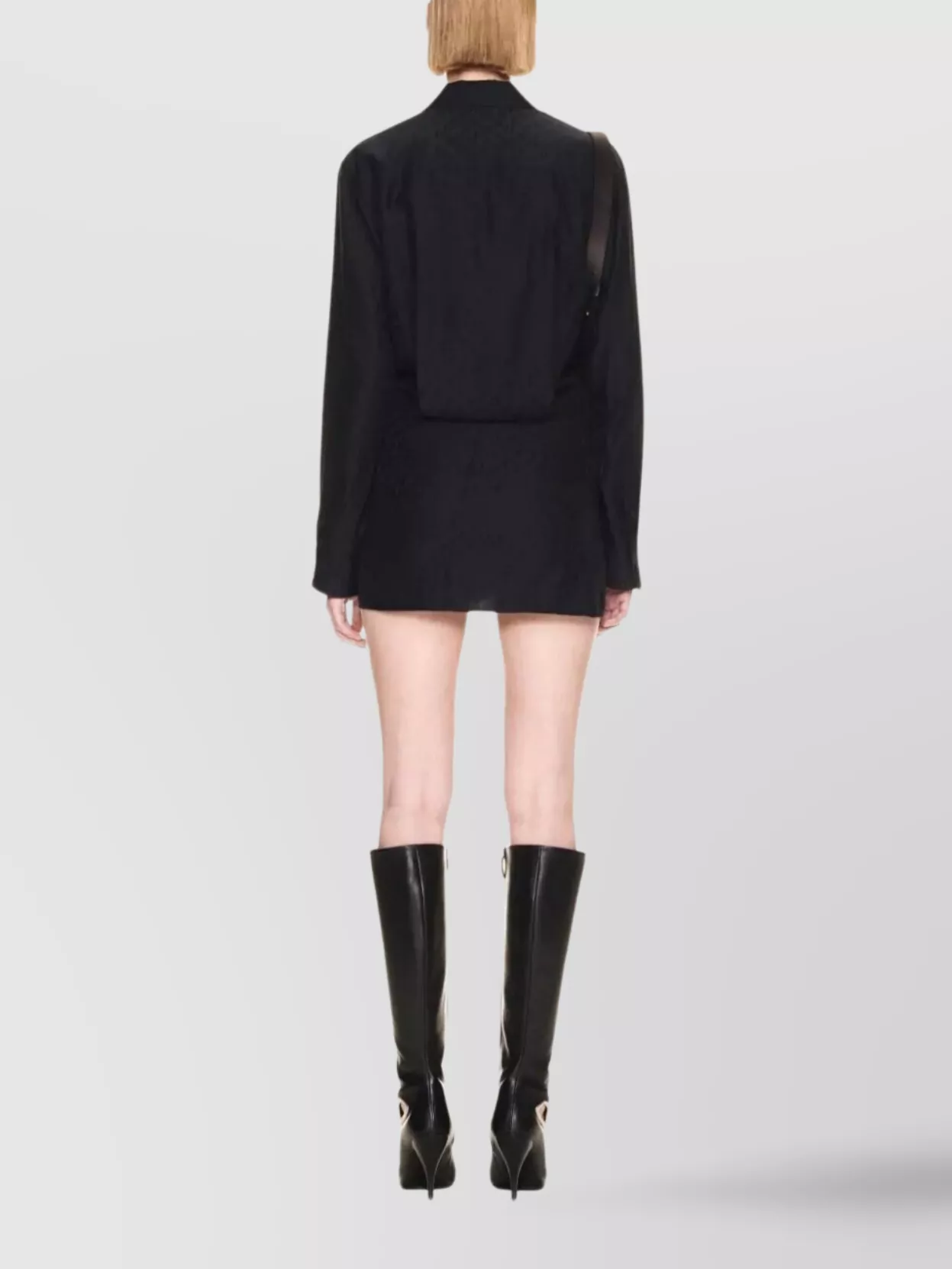 Off-White Asymmetric Long Sleeve Textured Dress