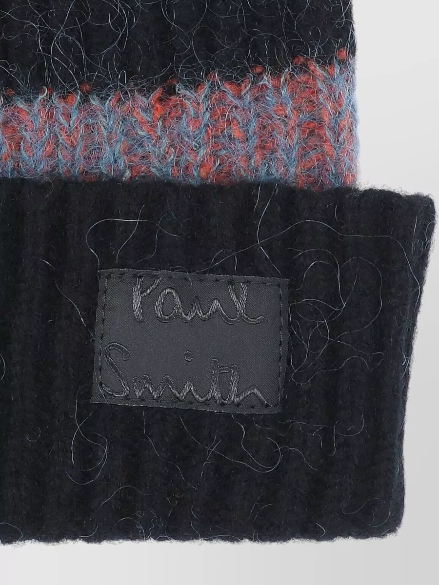 Paul Smith Folded Brim Ribbed Texture Striped Hat