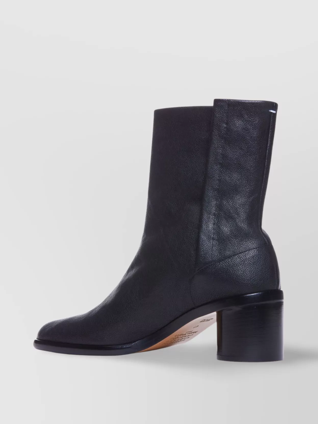 Maison Margiela Leather Block Heel Ankle Boots With Tabi Toe