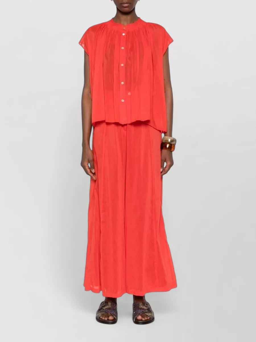Forte Forte Cotton-Silk Gathered Cap-Sleeve Blouse