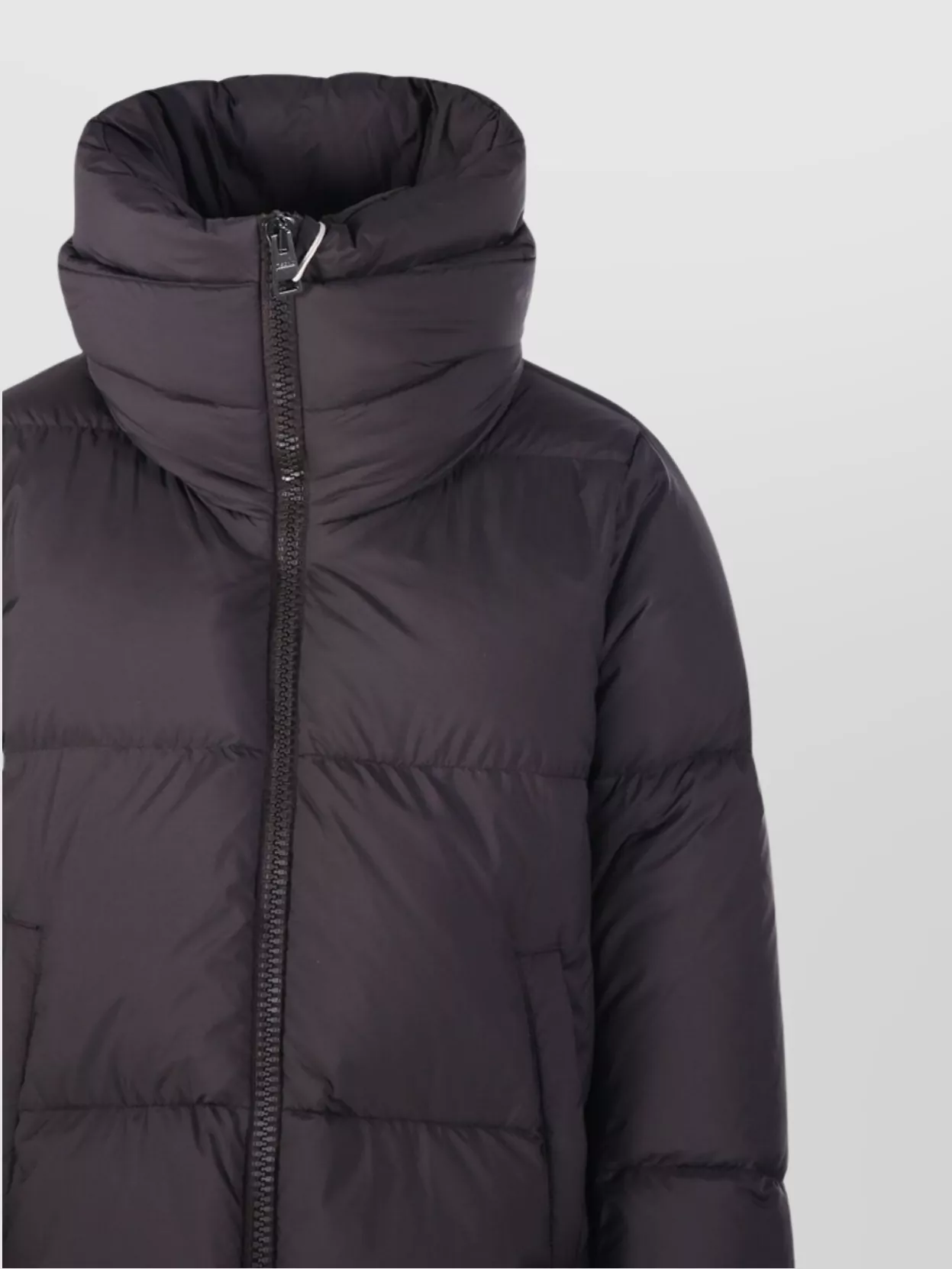 Herno Long Quilted Jacket With High Collar And Zippers