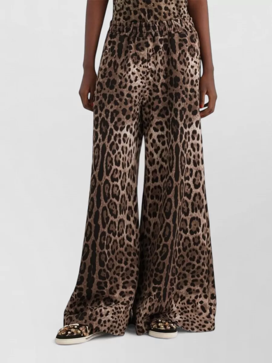 Dolce&Gabbana cotton leopard-print wide-leg pants