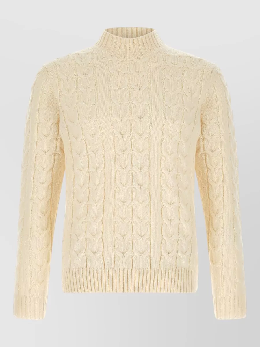 Zanone virgin wool cable knit turtleneck jumper