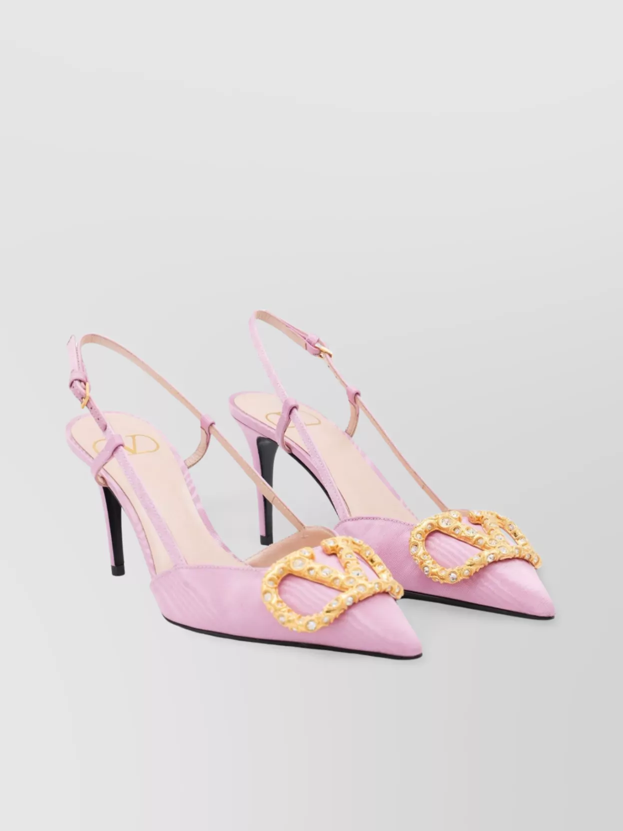 Valentino Vlogo Signature Slingback In Leather With Rhinestones
