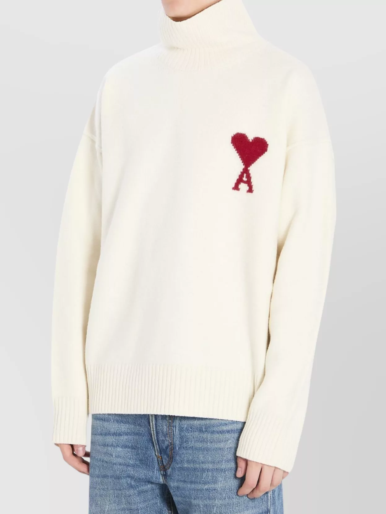 Ami Paris Heart Friend Turtleneck Sweater