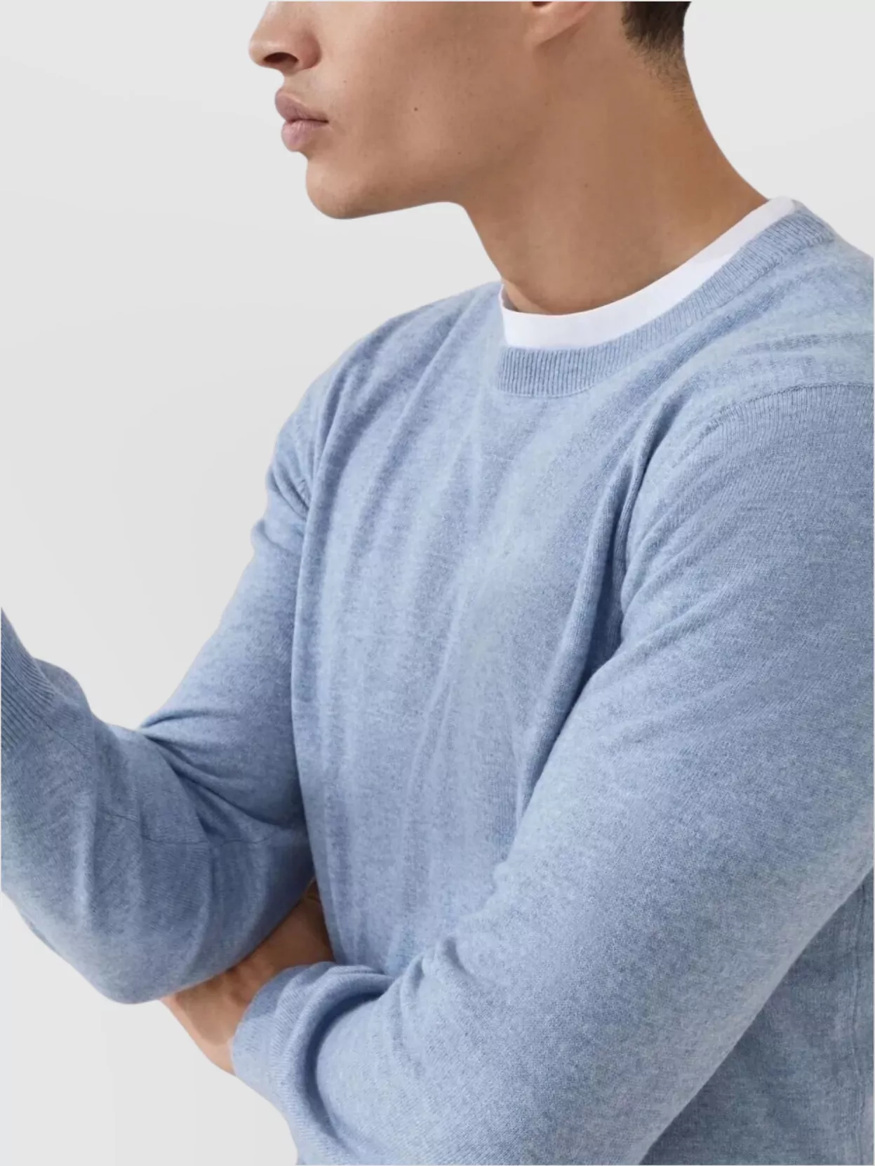Brunello Cucinelli Cashmere Crew Neck Sweater With Ribbed Finish In Blue