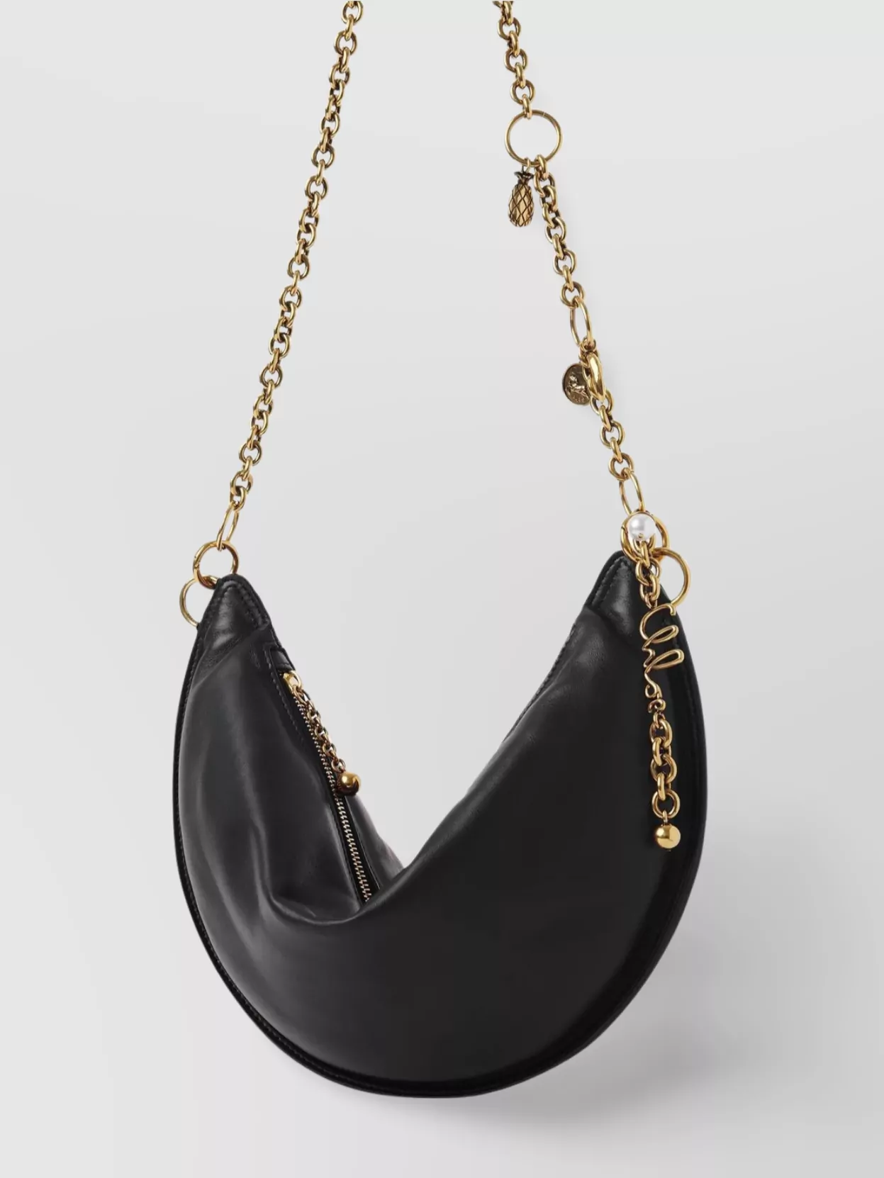 Chloé Curved Leather Shoulder Bag Charms