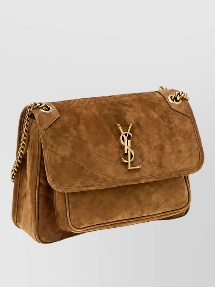 Saint Laurent Na Suede Leather Clutch Bag
