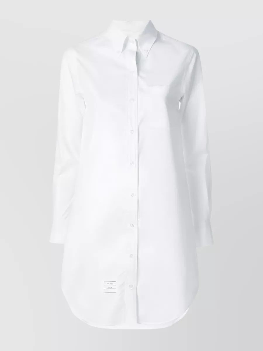 Shop Thom Browne Buttoned Front Tailored Cotton Shirt In White