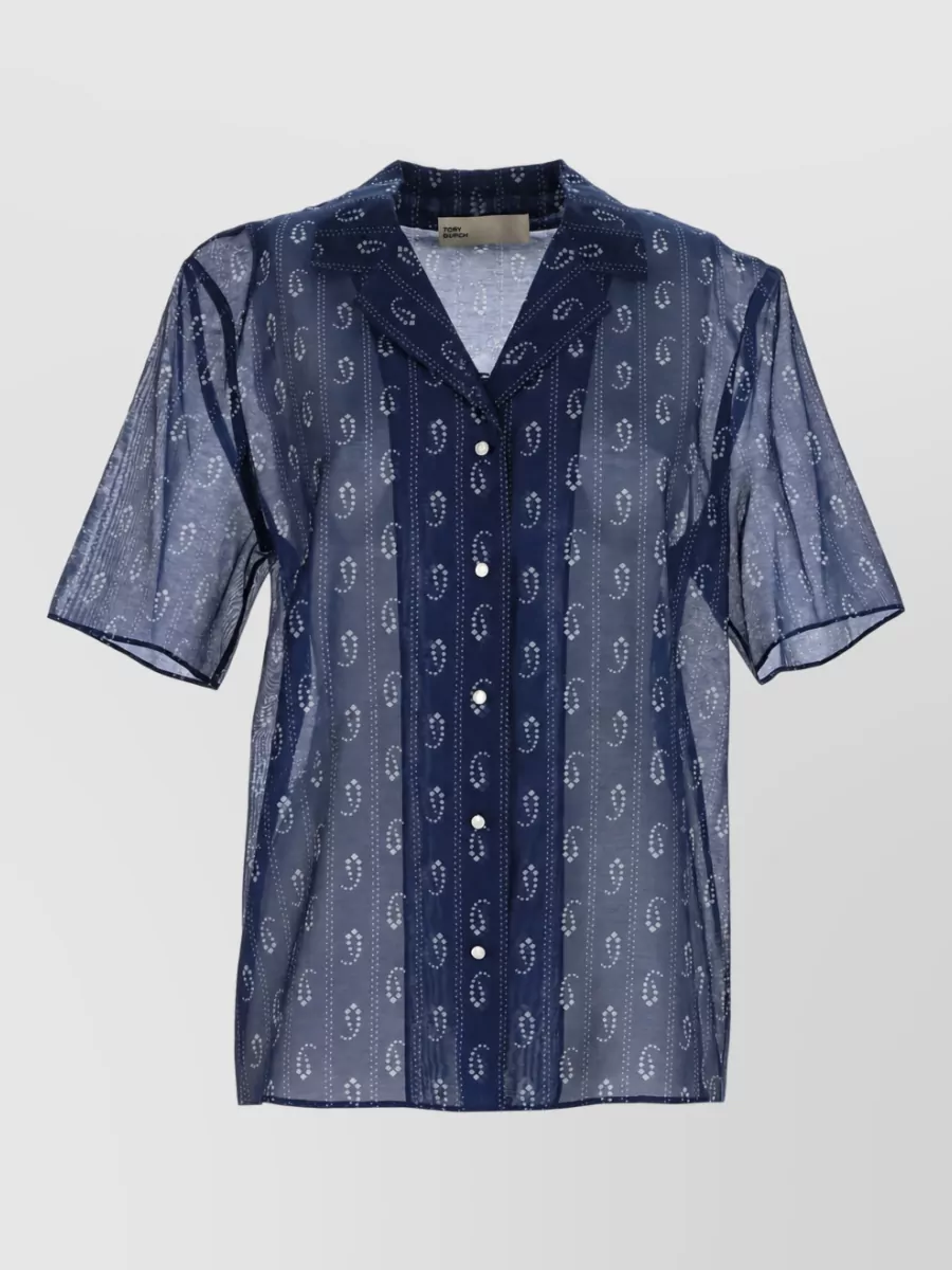 Tory Burch Paisley shirt casual short sleeves sheer
