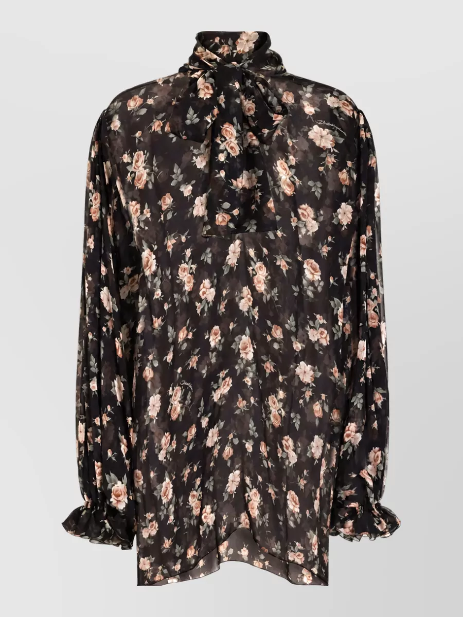 Dolce&Gabbana Vintage Rose Print Long Sleeve Top