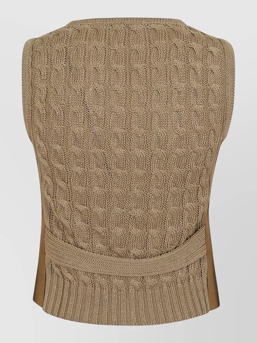 Max Mara Linen Cable-Knit V-Neck Vest