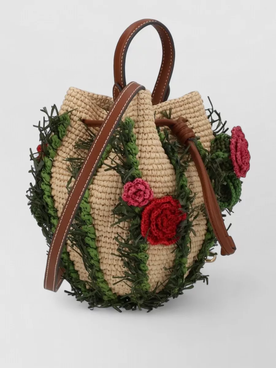 Anya Hindmarch Crossbody Satchel Floral Appliqués Top Handle