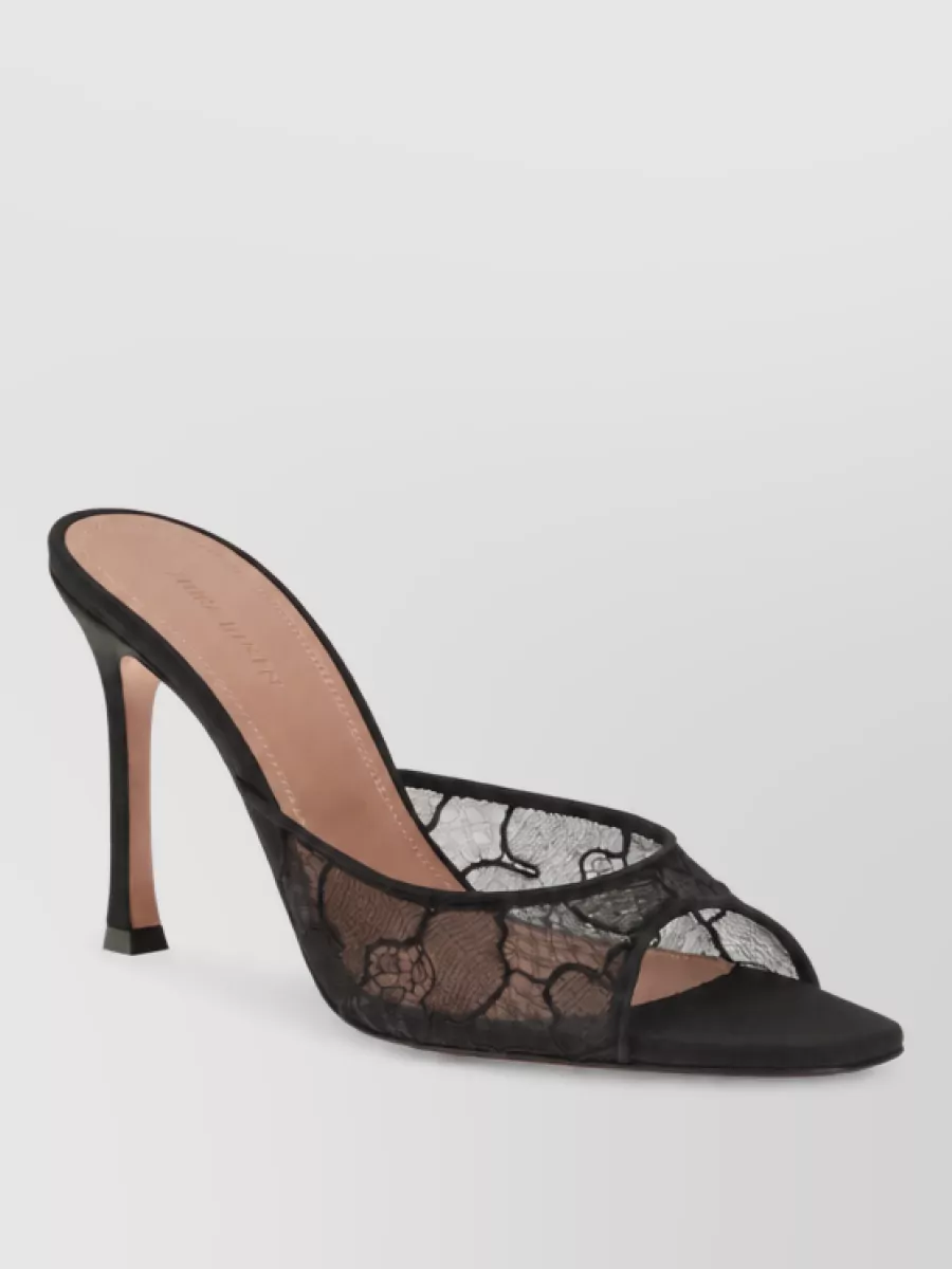Amina Muaddi silk lace mules