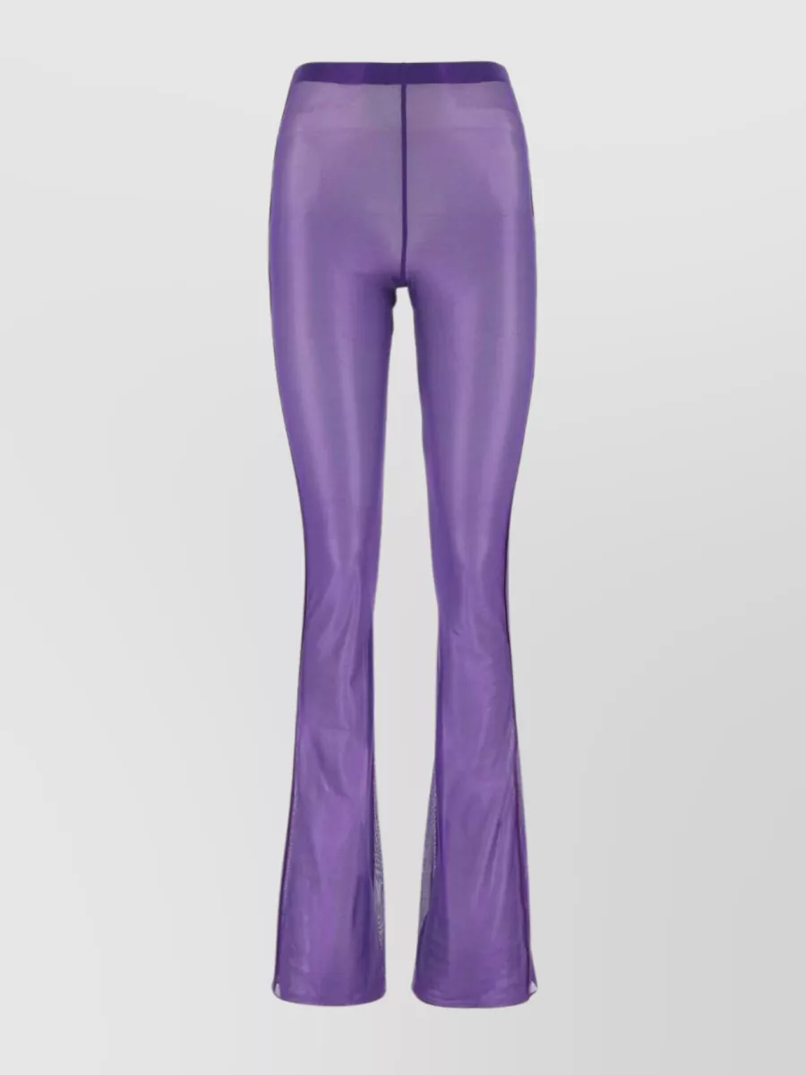 Shop Oseree Stretch Mesh Lamé Flared Pant In Purple